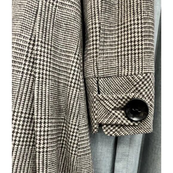 Ben Sherman Coat Womens Small Brown Glen Plaid Pleated Long Peacoat Wool - Picture 9 of 16